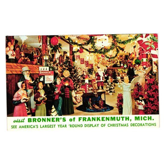 Vintage Bronners Of Frankenmuth Michigan Christmas Display Postcard Advertising - Picture 1 of 2